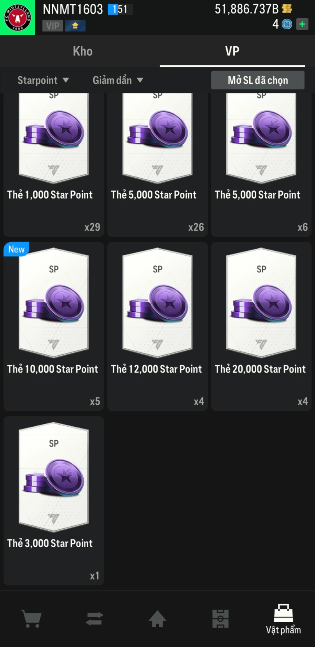 Ảnh ACC mở thẻ (LOẠI SVIP PROMAX) bao gồm có thẻ +12, Thẻ PRIME(QH+, CP+, XS+) và hơn 1500+ đến 1700+ thẻ cầu thủ từ Siêu sao đến Miền núi các loại. Acc có sẵn BP trắng từ 50.000 tỷ BP đến 62.000 tỷ BP